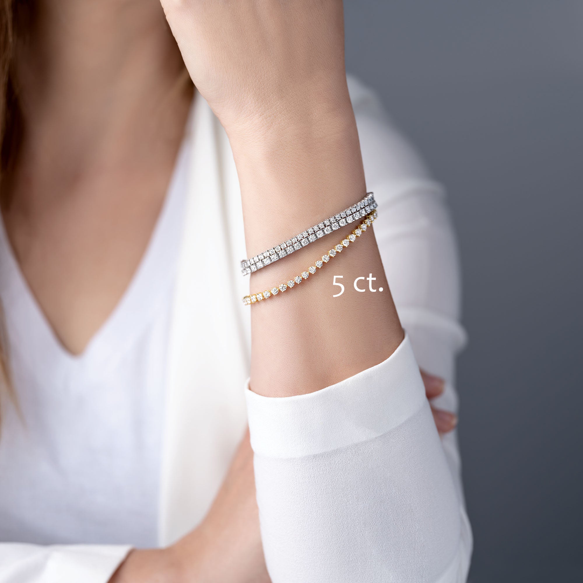 Three Prong Classic Diamond Tennis Bracelet-VIRABYANI
